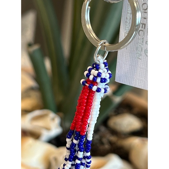 Patriotic bangle bracelet keychain seed beads - Picture 3 of 4